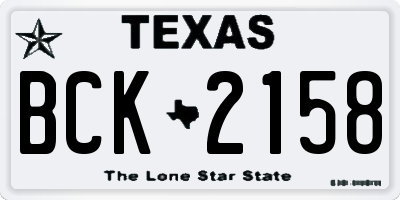 TX license plate BCK2158