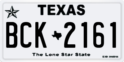 TX license plate BCK2161