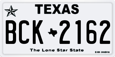 TX license plate BCK2162