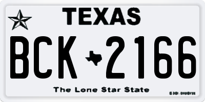 TX license plate BCK2166