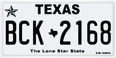 TX license plate BCK2168