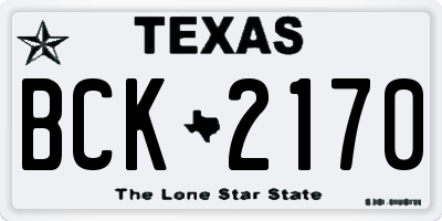TX license plate BCK2170
