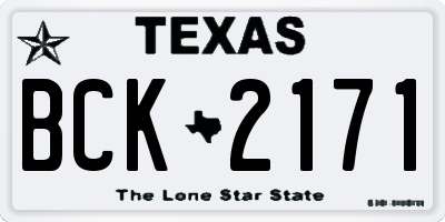 TX license plate BCK2171