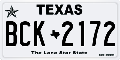 TX license plate BCK2172