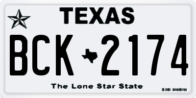TX license plate BCK2174