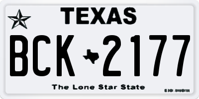 TX license plate BCK2177