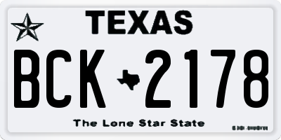 TX license plate BCK2178