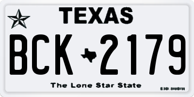 TX license plate BCK2179