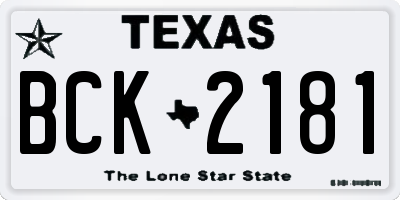 TX license plate BCK2181