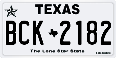 TX license plate BCK2182