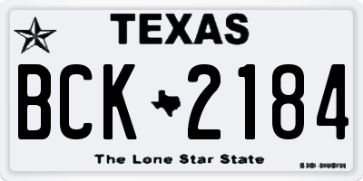 TX license plate BCK2184