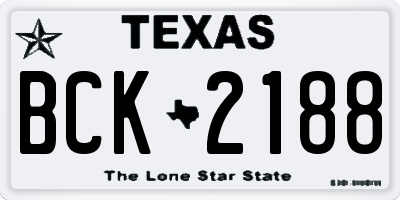 TX license plate BCK2188