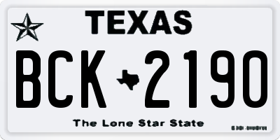 TX license plate BCK2190