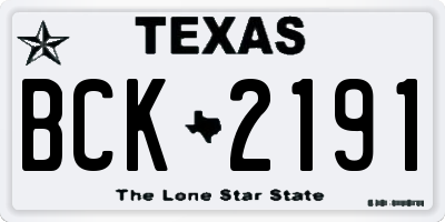 TX license plate BCK2191