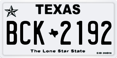 TX license plate BCK2192