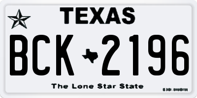 TX license plate BCK2196