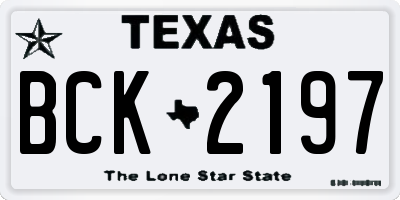 TX license plate BCK2197