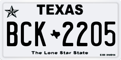 TX license plate BCK2205