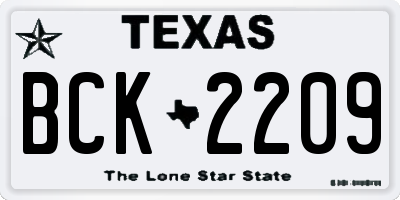 TX license plate BCK2209