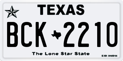 TX license plate BCK2210
