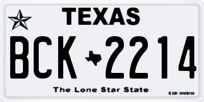 TX license plate BCK2214