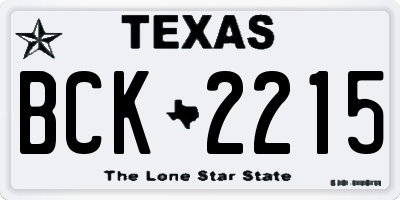 TX license plate BCK2215