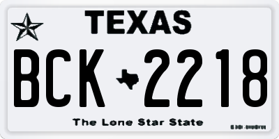 TX license plate BCK2218