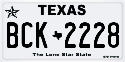 TX license plate BCK2228