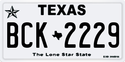 TX license plate BCK2229
