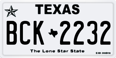 TX license plate BCK2232