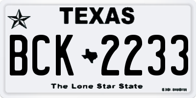TX license plate BCK2233