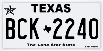 TX license plate BCK2240