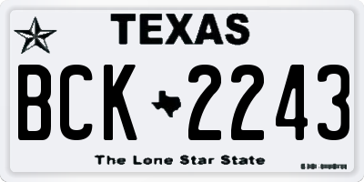 TX license plate BCK2243