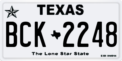 TX license plate BCK2248