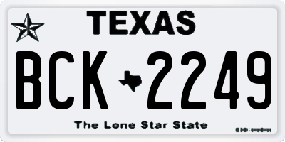 TX license plate BCK2249