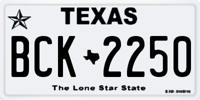 TX license plate BCK2250