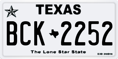 TX license plate BCK2252