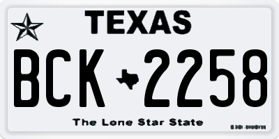 TX license plate BCK2258