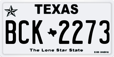 TX license plate BCK2273