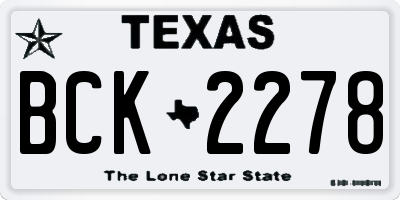TX license plate BCK2278
