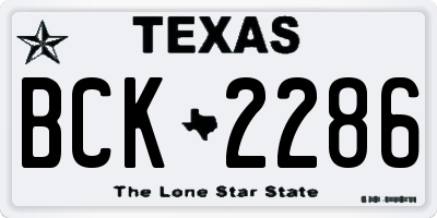 TX license plate BCK2286