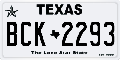 TX license plate BCK2293