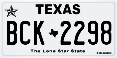 TX license plate BCK2298