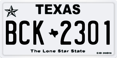 TX license plate BCK2301