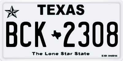 TX license plate BCK2308