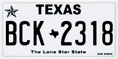 TX license plate BCK2318