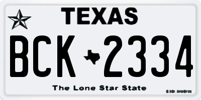 TX license plate BCK2334