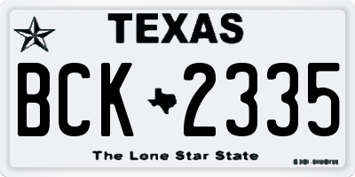 TX license plate BCK2335