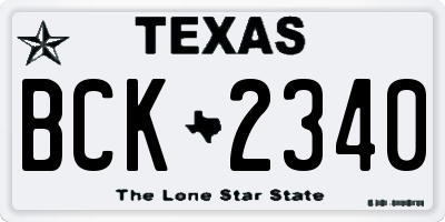 TX license plate BCK2340