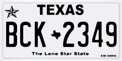 TX license plate BCK2349
